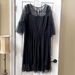 NEW!! Lane Bryant polkadot lace overlay dress